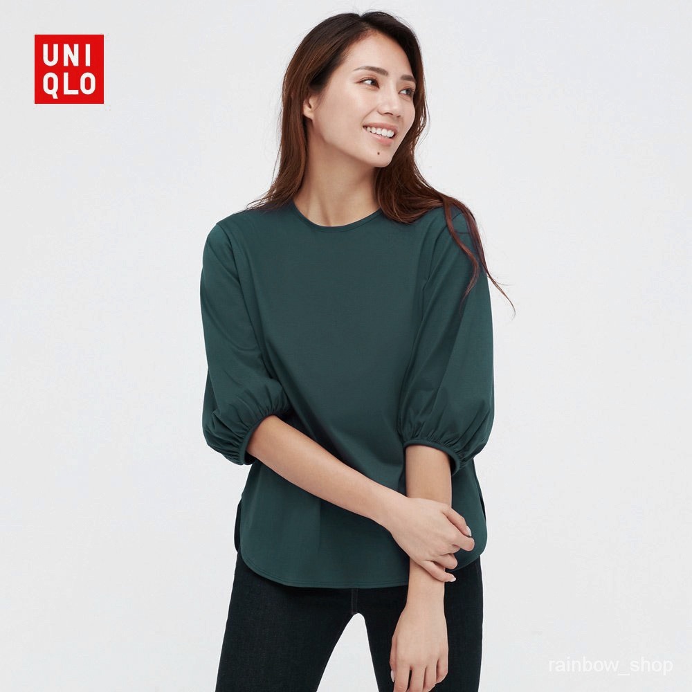 NWT UNIQLO Mercerized Cotton Volume 3/4 Sleeve Top
